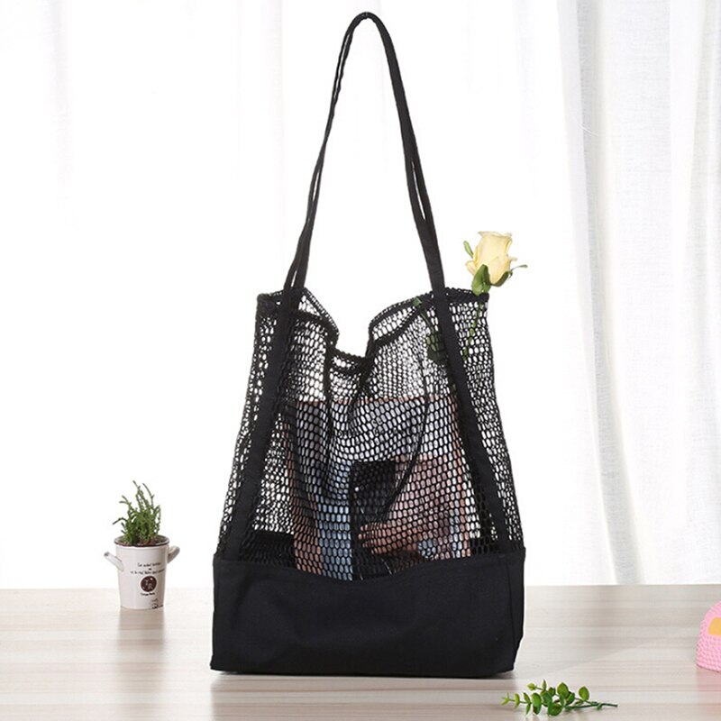 Zwart Grote Canvas Shopping Bag Grote Schoudertassen Voor Vrouw Zak Vrouwen Messenger Mode Canvas Handtas Zomer Strand Handtas