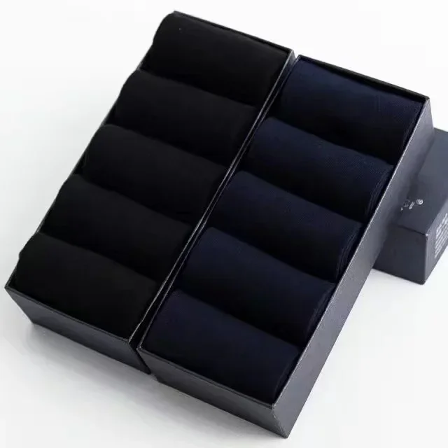 20 sztuk/partia męskie skarpetki z czystej bawełny Plus rozmiar jednokolorowe Casual Office Business długie skarpetki oddychające miękkie męskie skarpetki EU39-48: 23 / Czarny niebieski