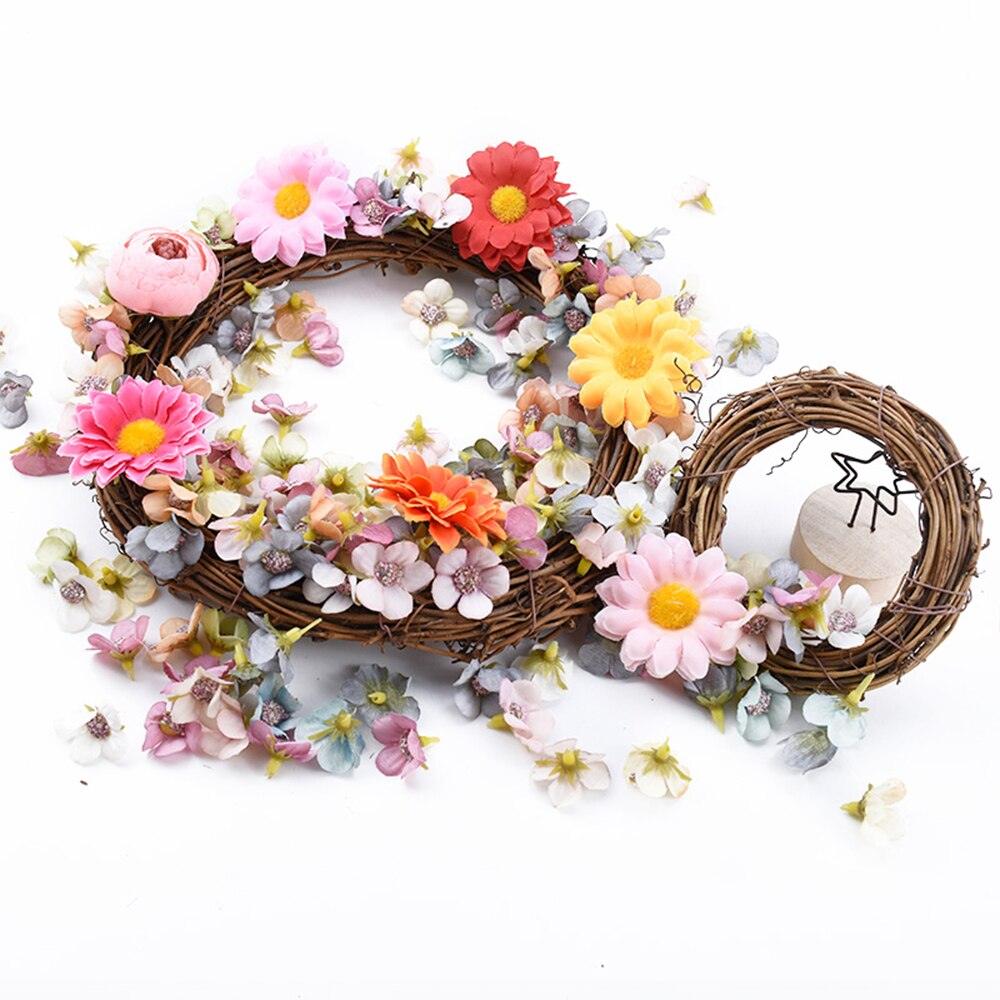 Décoration de mariage rotin couronne métal cerceau couronne décor Floral cerceau noël Navidad décor pour la maison suspendus fleur artificielle