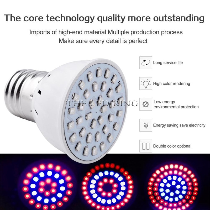 Led odlingslampa fullspektrumlampor för växtblommor  e24 e14 gu10 mr16 b22 220v 48 lysdioder 60 lysdioder 80 lysdioder fytoväxtlampor
