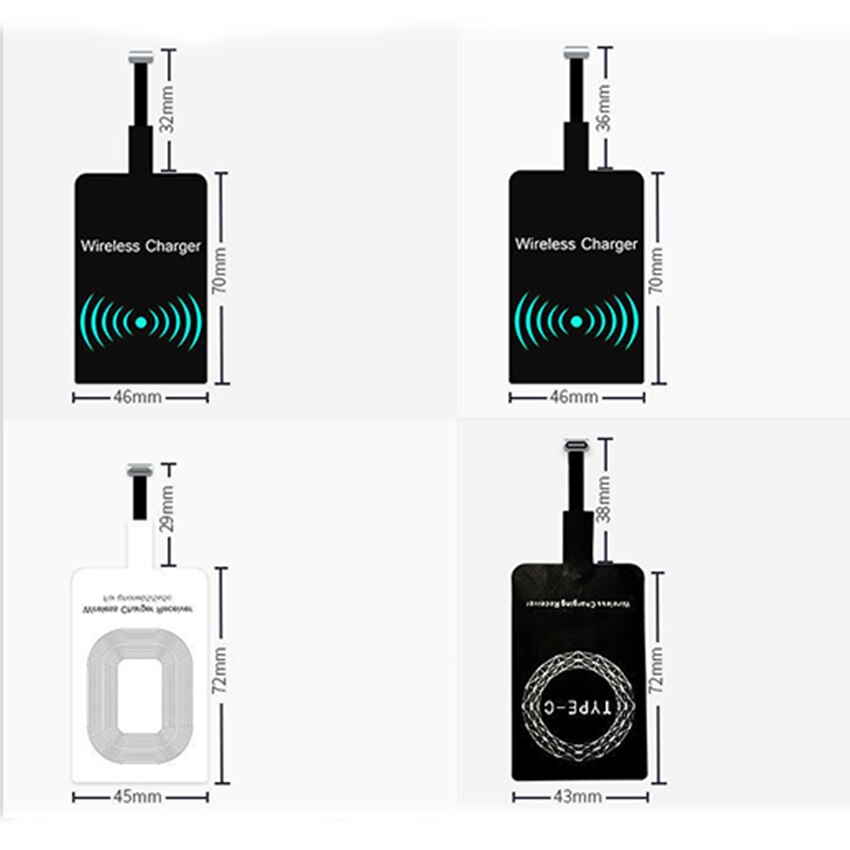 QI Wireless Charger Receiver 5V/2A Coil Charging Type C Adapter Patch For Xiaomi Redmi Note 7 5 For Huawei P20 Lite Samsung A50