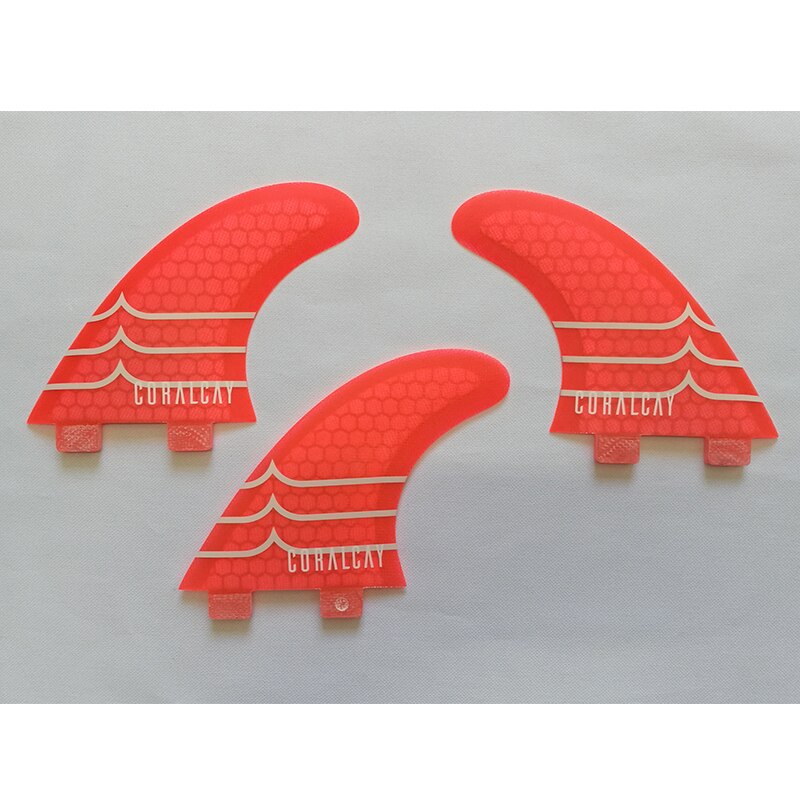 Aletas para tabla de Surf Coral-cay FCS, Tri Truster, amarillo, rojo, verde, fibra de vidrio, kitesurf, quillas FCS de windsurf
