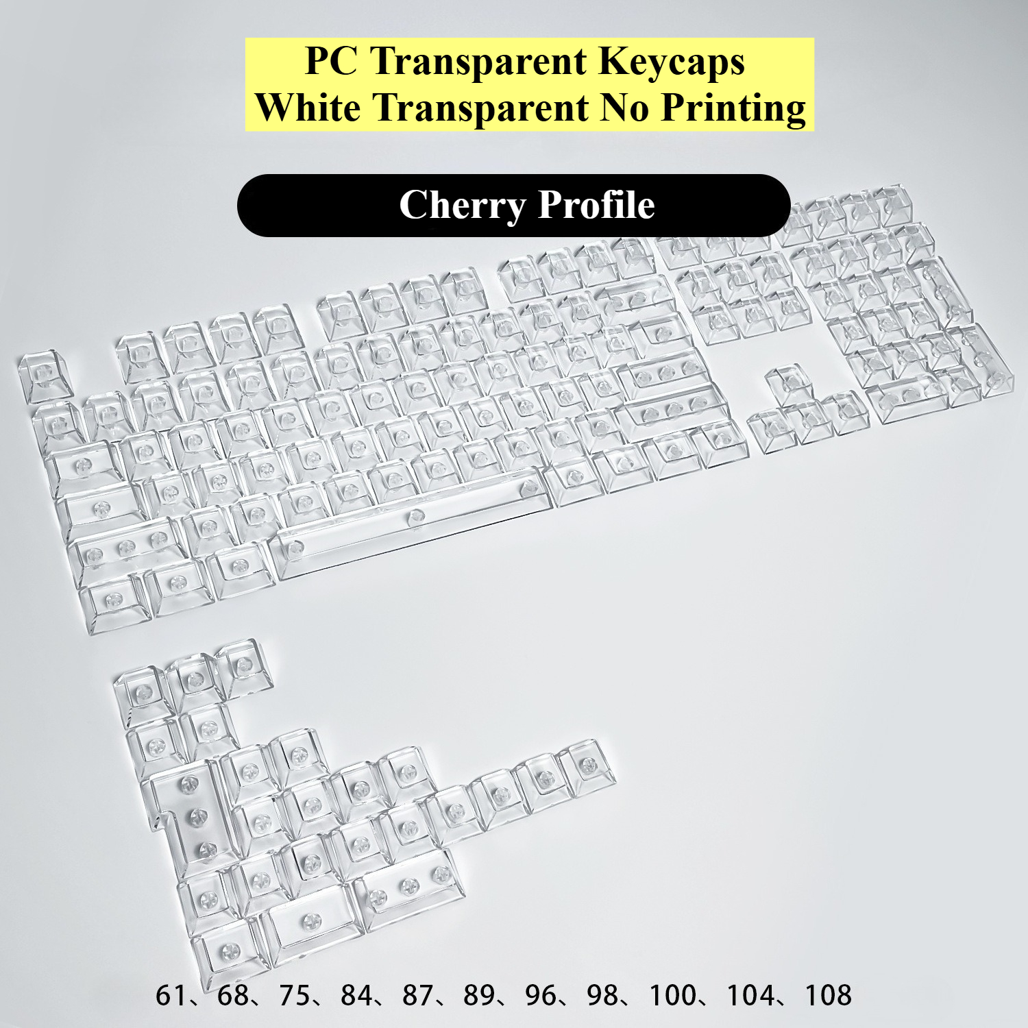 Fully Transparent Ice Cube Keycaps PC Transparent Cherry Profile Keycaps for Gaming Mechanical Keyboard Key Caps Custom Keyboard: BROWN