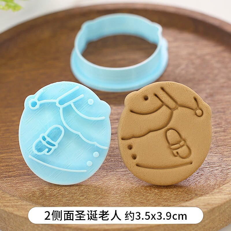 Cartoon Kerst Serie Biscuit Mold Driehoek Ronde 3D Drie-Dimensionale Drukken Keuken Handgemaakte Biscuit Cutter Bakken Tool: Style 2