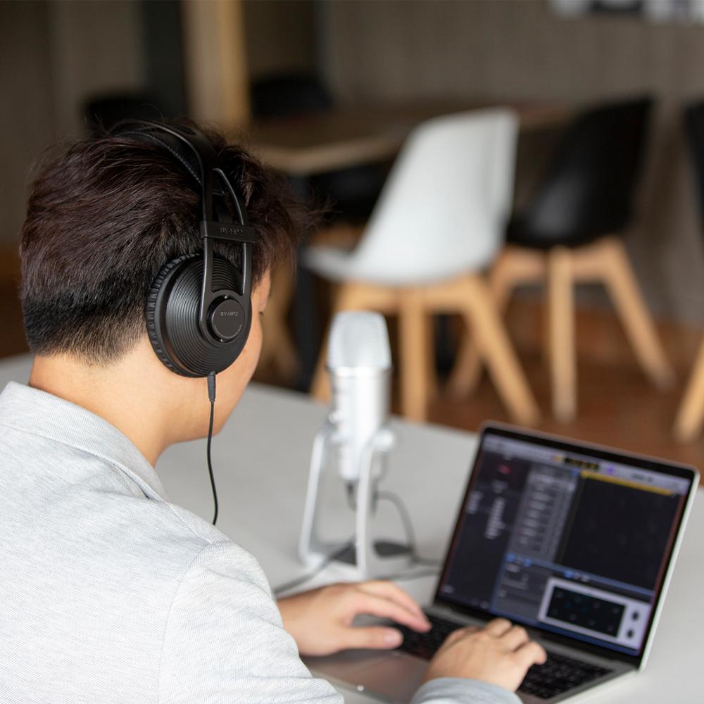 BOYA BY-HP2 3m Monitor Headphone Over-Ear headset 3.5mm &amp; 6.35mm output for filmmaking DJ podcasting interview