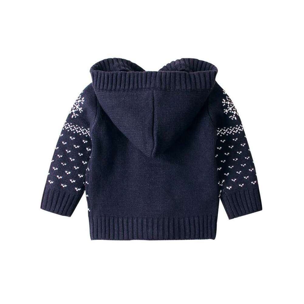 Pudcoco Autumn Winter Newborn Baby Boy Girl Clothes Fawn Print Knitted Cotton Coat Jacket Hooded Button Outwear Clothes