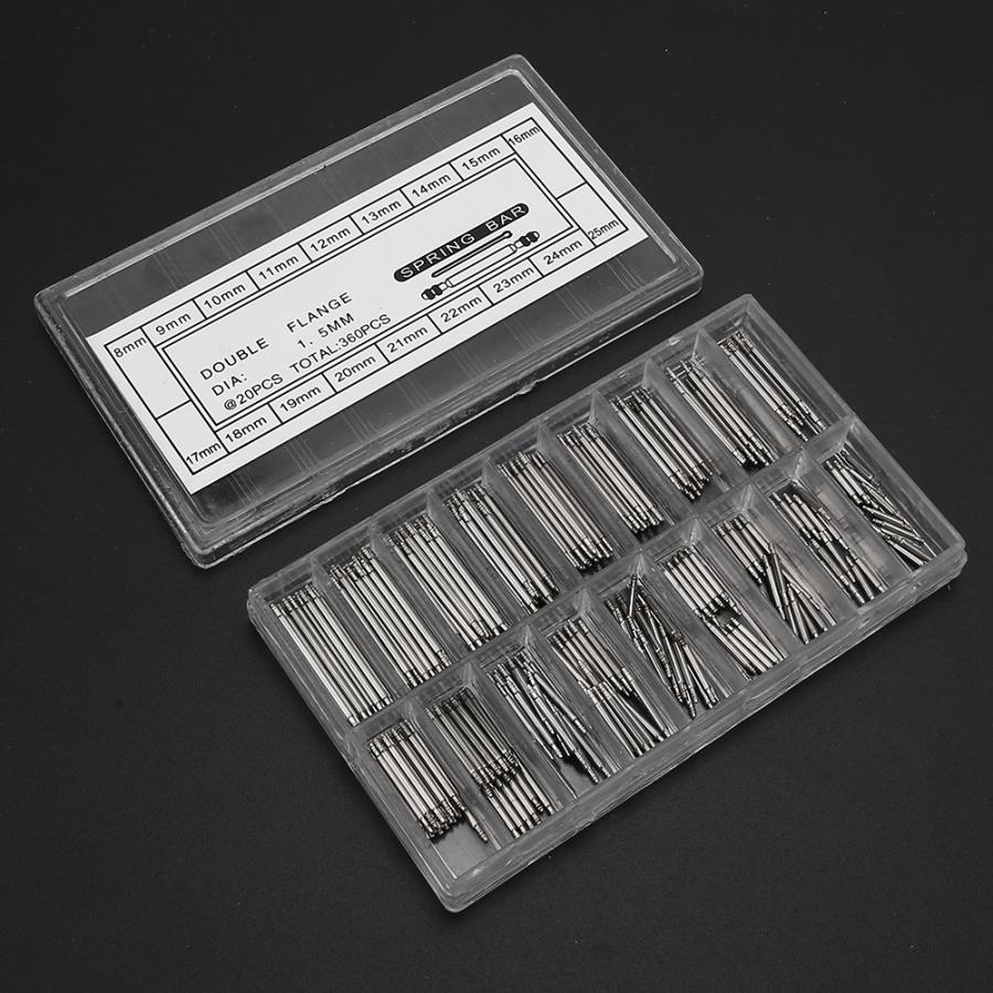 361 Pcs 8-25mm Semi-Steel Watch Spring Bar Watch Band Strap 8-25MM Spring Bar Link Connector Pins Accessory Kit