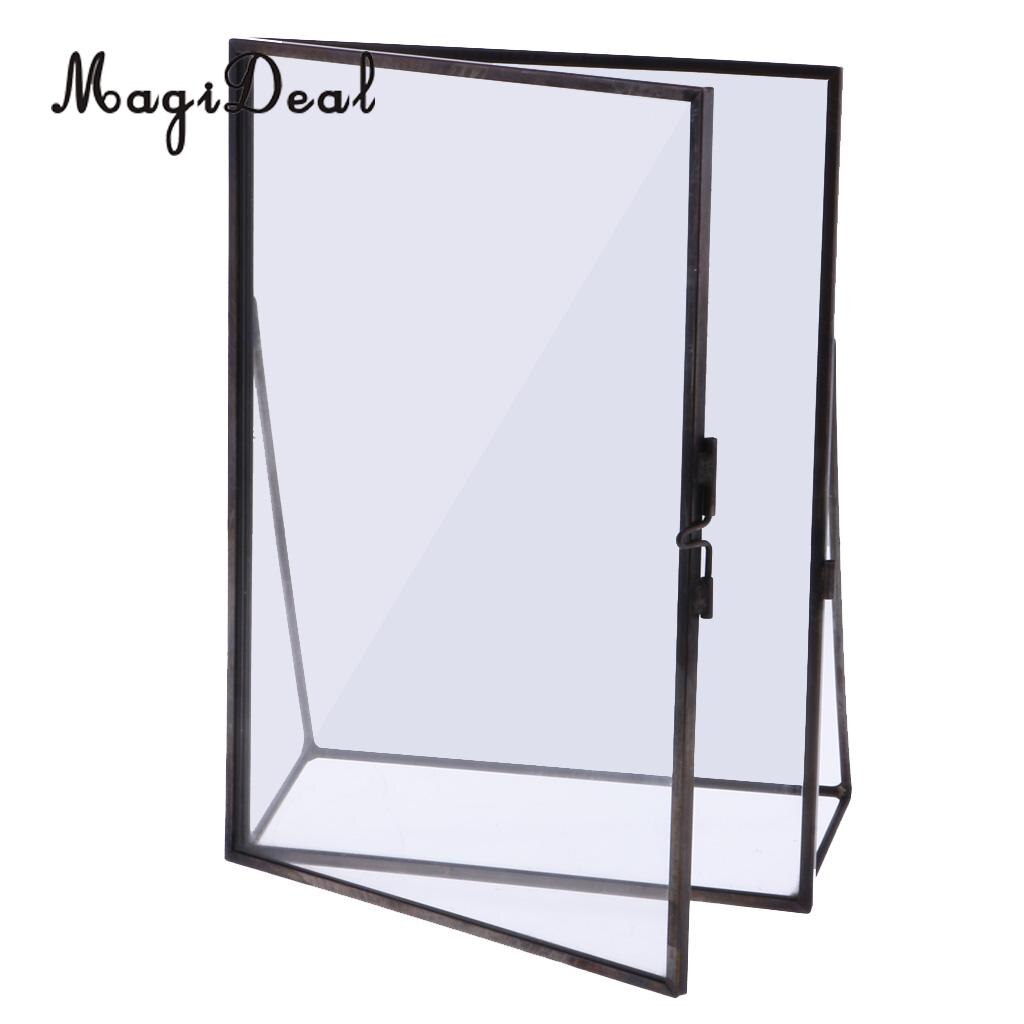 MagiDeal-marco de fotos de cristal, marco de fotos de latón independiente antiguo, Retrato, accesorios de decoración del hogar