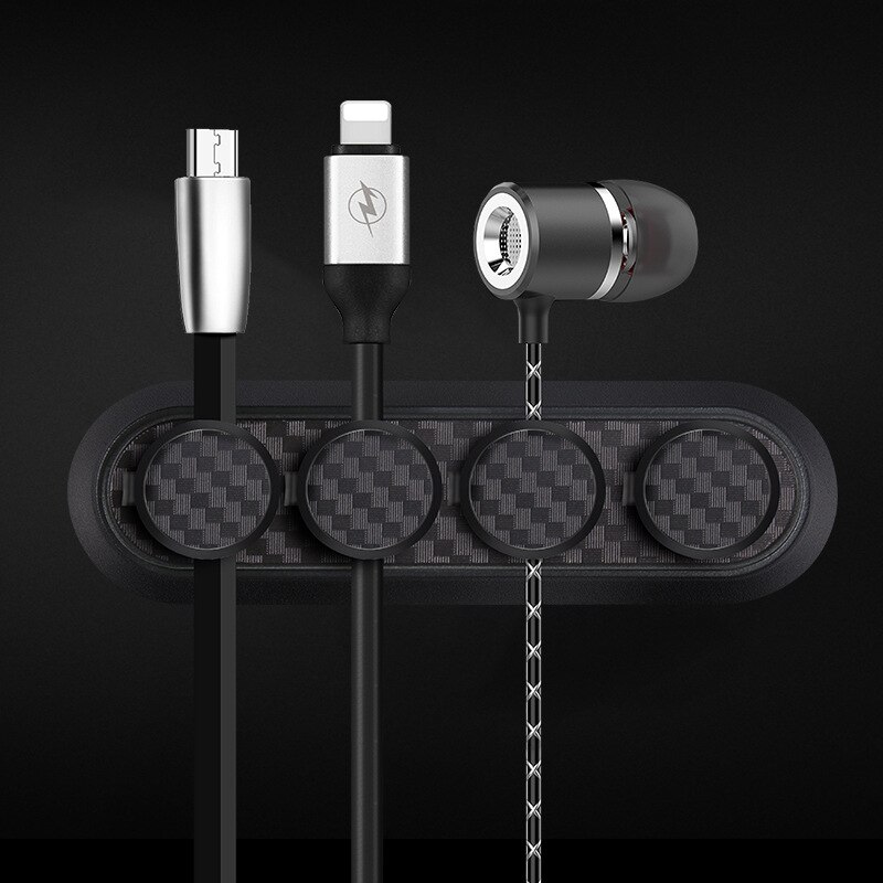 innovative Wire Desktop Storage Rack Power Cord Data Line Hub Holder Clip USB Charger Carbon Fiber Magnetic Organizer Storage