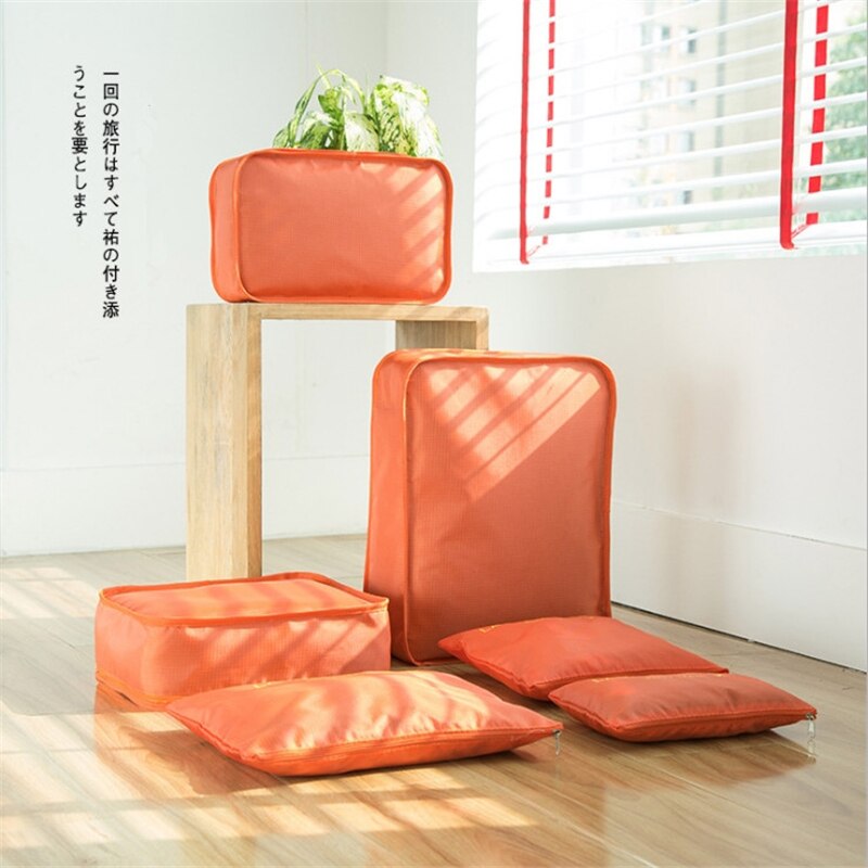 Reizen Opbergtas Set Van 6 Wassen Toilettas Verpakking Cubes Kleding Afwerking Pakket Bagage Organizer Waterdichte Plunjezak