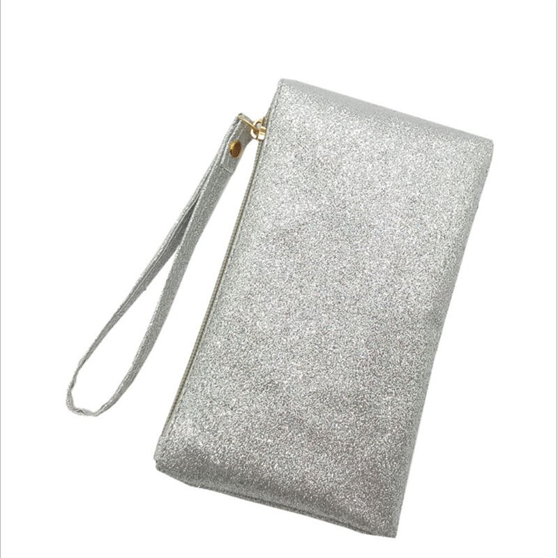 Lkeep bling bling myntveske menn kvinner lommebøker pvc bag glidelås liten mini clutch telefon armbånd merke fest veske: Flis