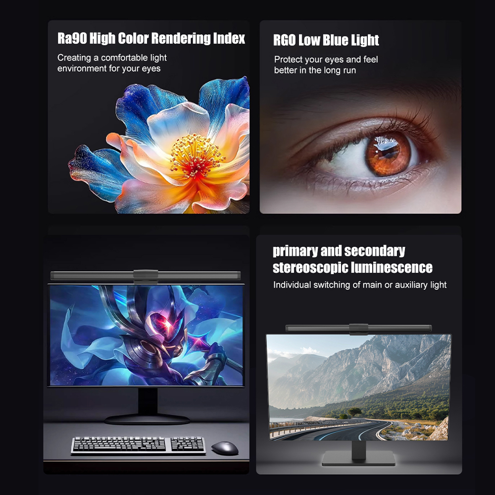 Barra de luz LED para Monitor RGB, barra Liaht para pantalla de Monitor, luz colgante regulable continua, luz de aprendizaje para juegos de trabajo, lámpara de ambiente RGB