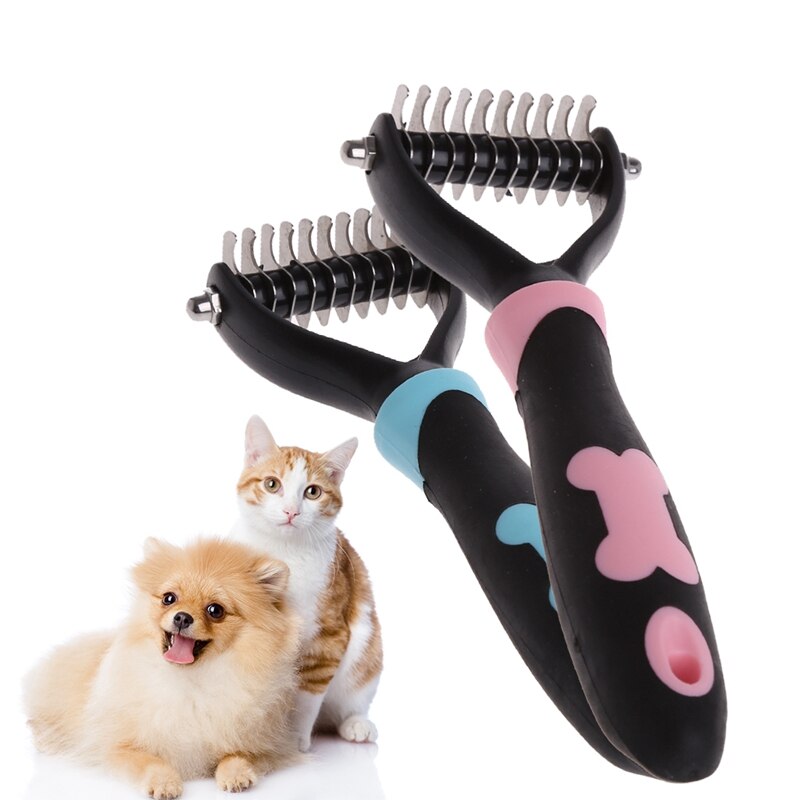 Hårfjerningskam til hunde kat detangler til trimning afbrydning afbrydning børste plejeværktøj til matteret langt hår krøllet kæledyr