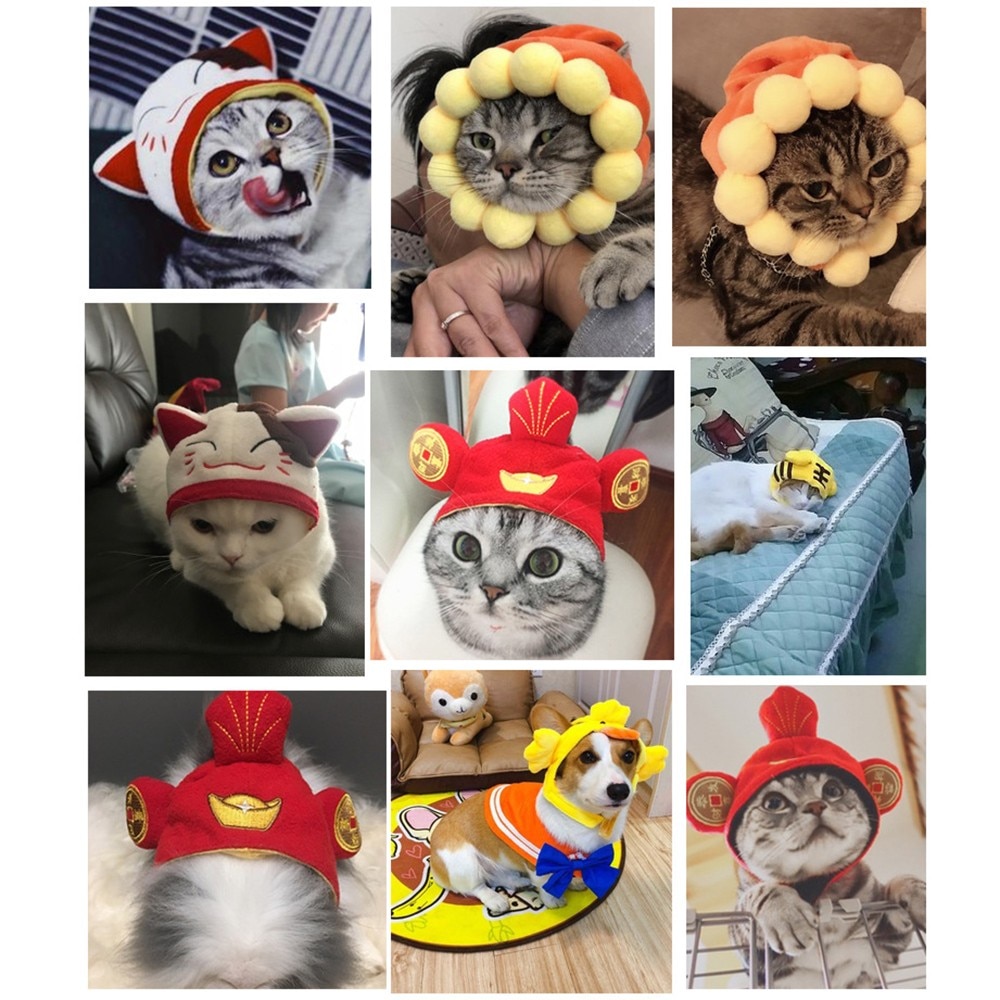 Cotton Pet Hat Decorative Party Pet Cap for Cats Small Dogs Adjustable Cute Cosplay Pet Accessories Cute Headwears for Cat Puppy