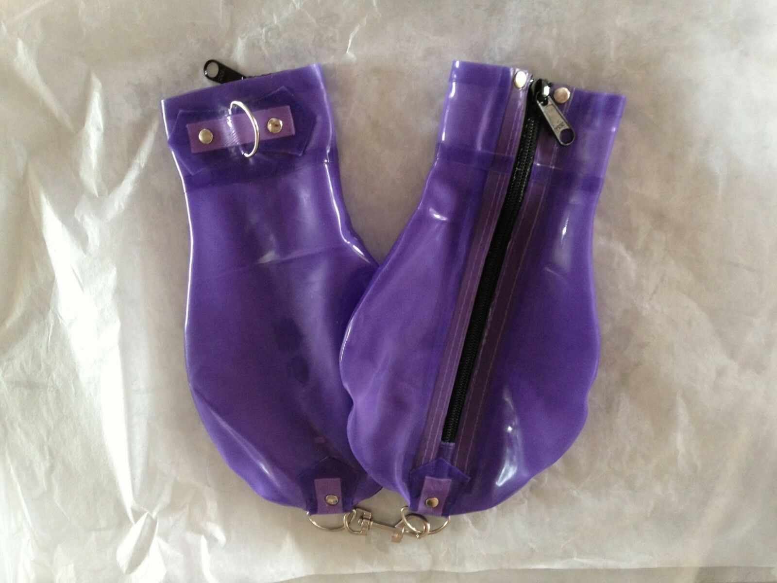 100% Latex Handschoenen Rubber Gummi Stijl Cool Paars Korte Handschoenen Maat S-XXL