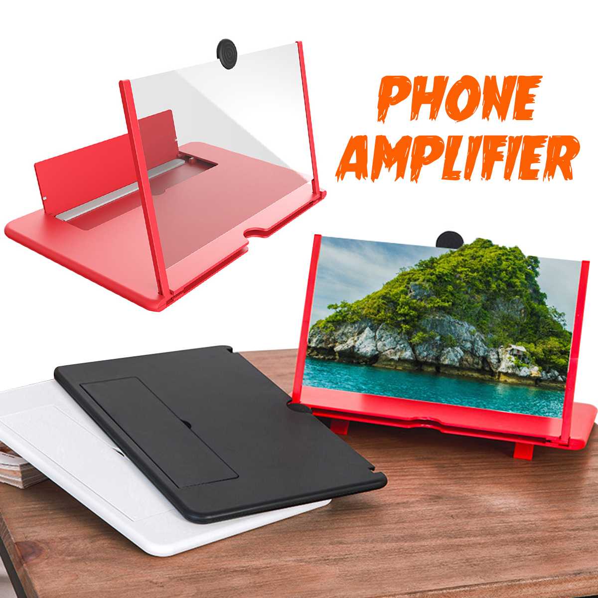 Nyeste pull typer mobiltelefon forstærker 3d effekt high definition stor skærm med skrivebordsholder forstørrelse foldning til filmspil