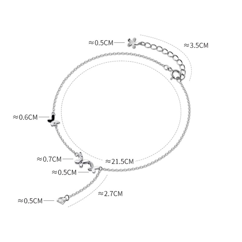MIQIAO Schmetterling Fußkettchen Für Frauen Armbinde Auf sterben Bein Kette Ornament 925 Sterling Silber Sommer Runde Diamant Zirkon Neue