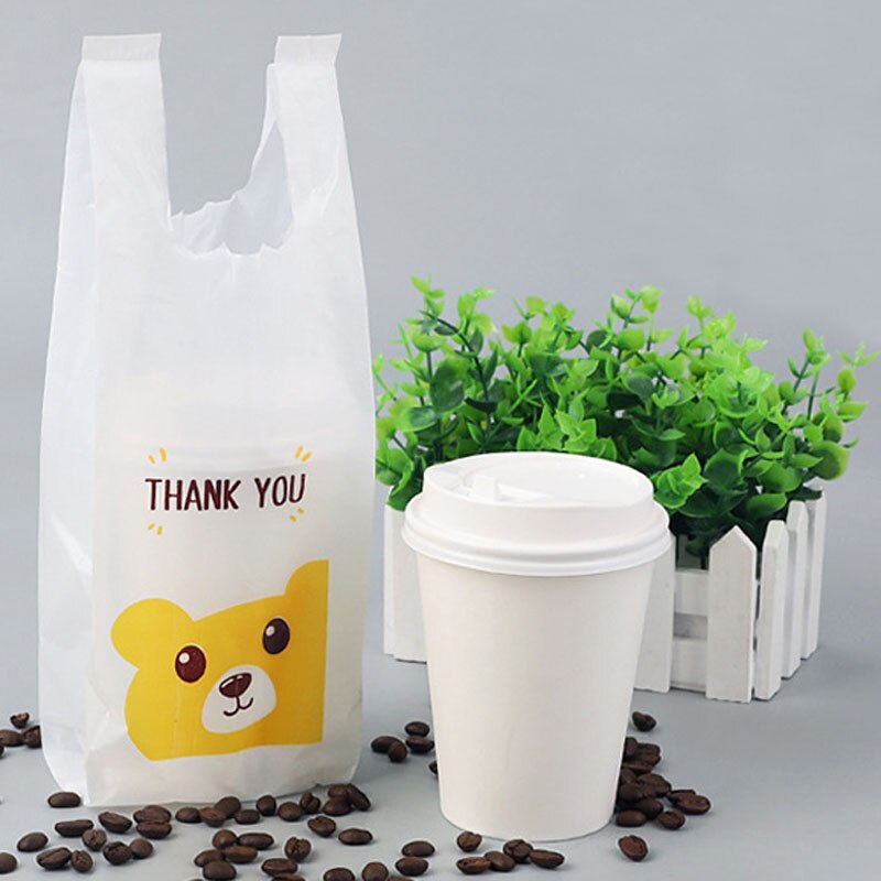 50 sztuk śliczne niedźwiedź plastikowa torba z uchwytami magazyn materiałów piśmienniczych torby dziękuję plastikowe prezent torba koperta poczta torby przewozowe