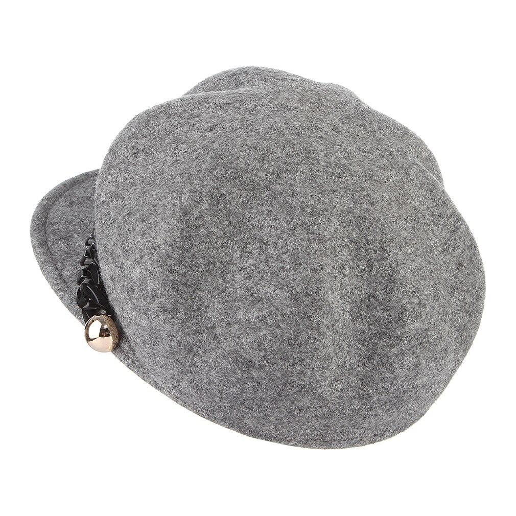 Herbst Winter Neue frauen Octogonal Hut Dame Kette Wolle Kappe Weibliche Reine Farbe Casual Britischen Retro Allgleiches Hüte h7217