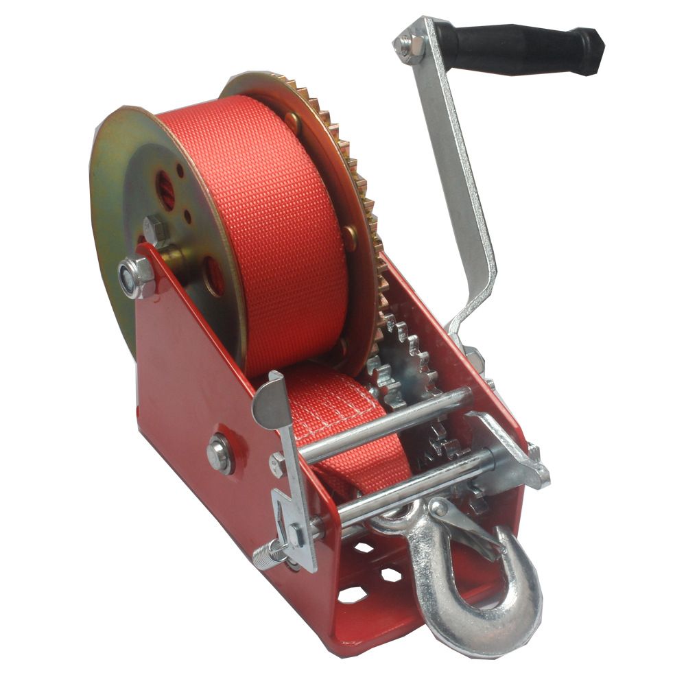 3000 pound hand winch manual winch spray-moulded red coloured galvanized Nylon rope winch