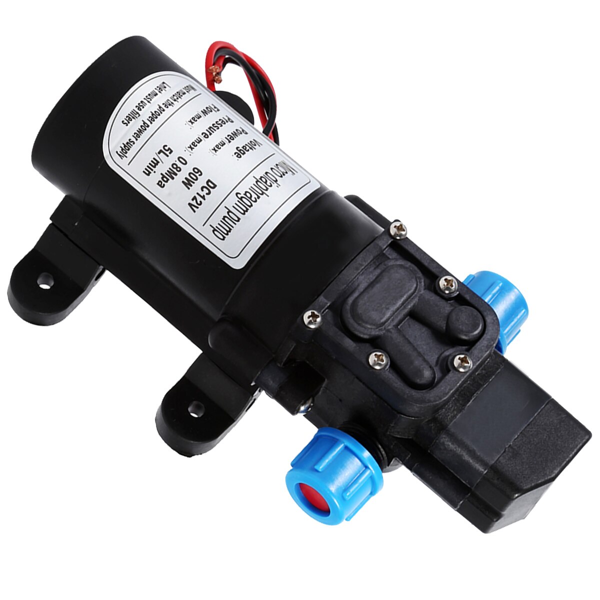60W DC 12V High Pressure Water Pump 5L/min Self Priming Micro Diaphragm Pump Automatic Switch Car Vehicle Cleaning Pump 115PSI