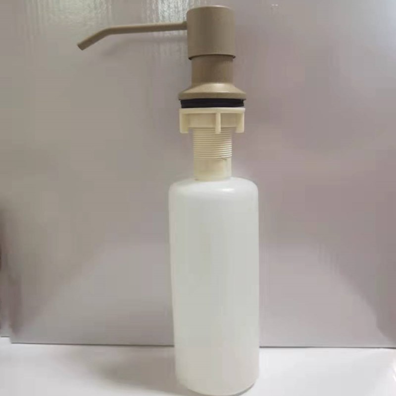 Wzly handtvål dispenser däckfäste vit/beige tvål dispenser diskbänk flytande tvål dispenserflaska: Beige med punkt 400ml