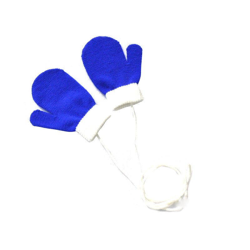 Warmom Kinderen Winter Warm Gebreide Jarretel Handschoenen Met Touw Volledige Vinger Wanten Handschoenen Voor Kinderen Peuter Kids Voor 1-4Y: Blauw