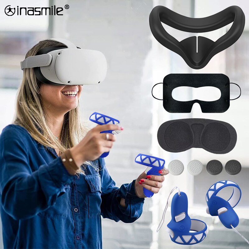 Vr-linsenschutzhülle für oculus quest 2 vr, touch-controller-gehäuse mit griffabdeckung für oculus quest 2 zubehör