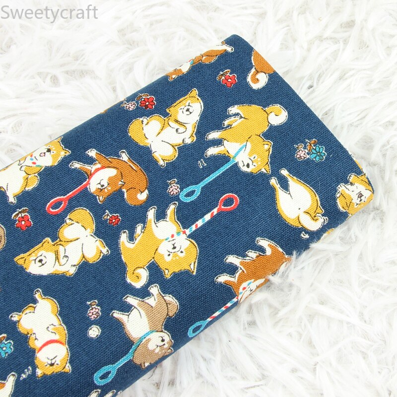 110 x 45cm dikke katoenen stof per meter schattige dieren shiba inu print stof tissus telas stoffen tecido handgemaakt naaien patchwork diy