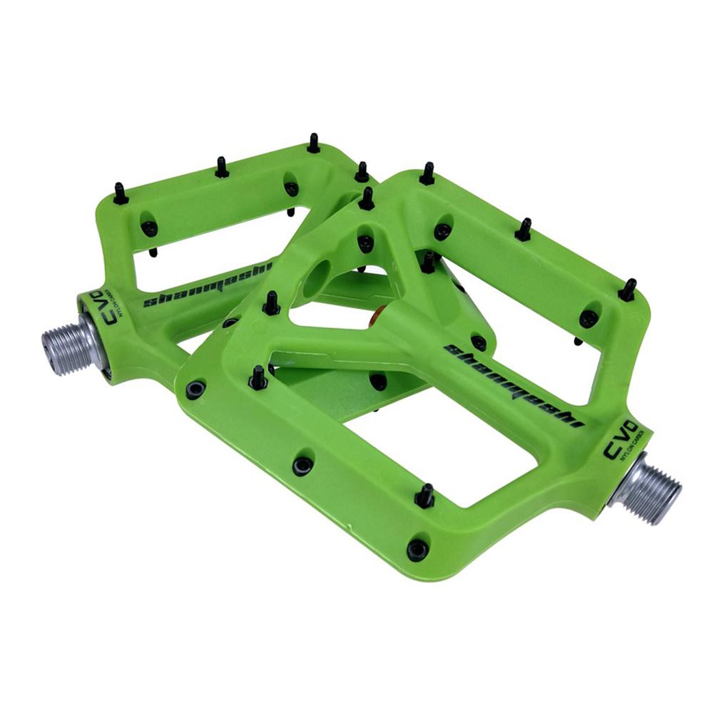 Bike Pedals Big Feet Nylon Carbon Fiber Bearing Foot Mountain Stamp Flat Bicycle Pedal Minimal Profile Adjustable Grip 1 Pair