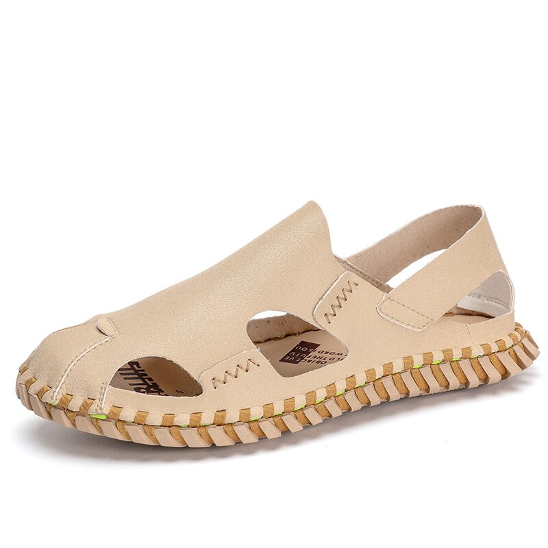 Homme komfort mandlige sommer sandles geta sandalhas kjole vietnam walking hombre masculino sandaler s størrelse fodtøj sko masculina: Khaki / 45