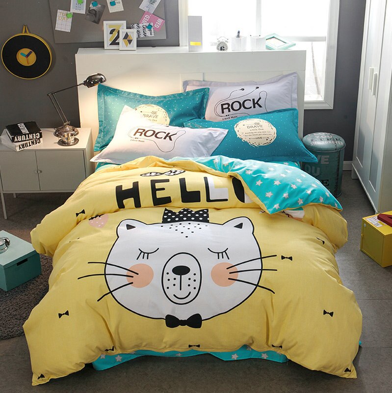 3Pcs Baby Bedding Set 100% Cotton Crib Bed Linen Kit Cartoon Animal Includes Pillowcase Bed Sheet Duvet Cover Without Filler