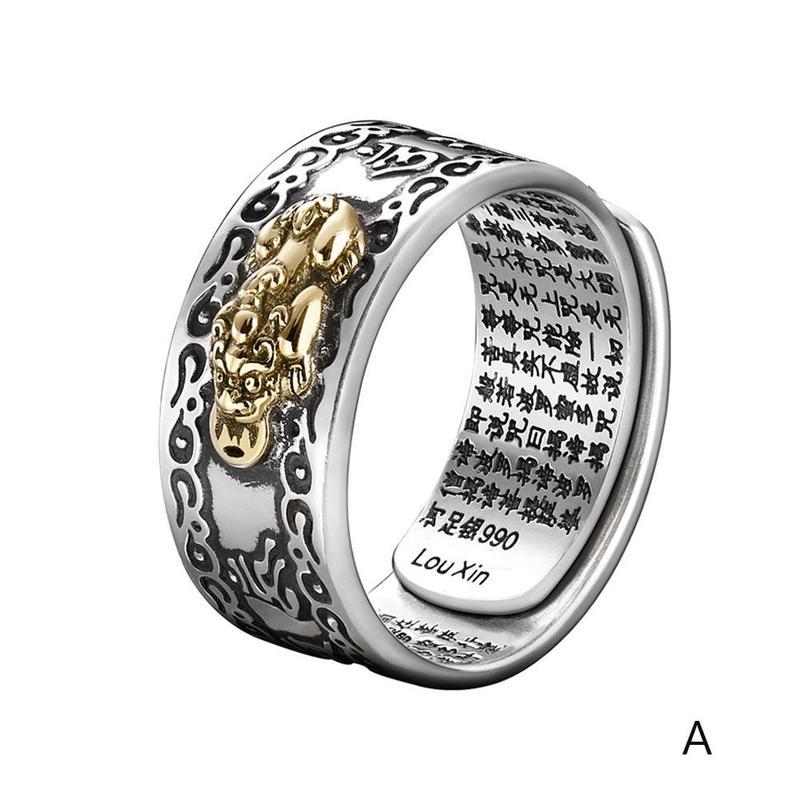 Bixie Ring Feng Shui Amulet Rijkdom Lucky Open Verstelbare Ring Boeddhistische Sieraden Voor Vrouwen Mannen: Men