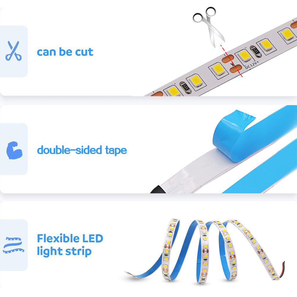 Dc 5V 12V 24V Smd 2835 Led Strip Licht 5 M Wit Led Strip Tape Niet Waterdicht lamp Licht Strips Keuken Home Decor Tv Ledstrip