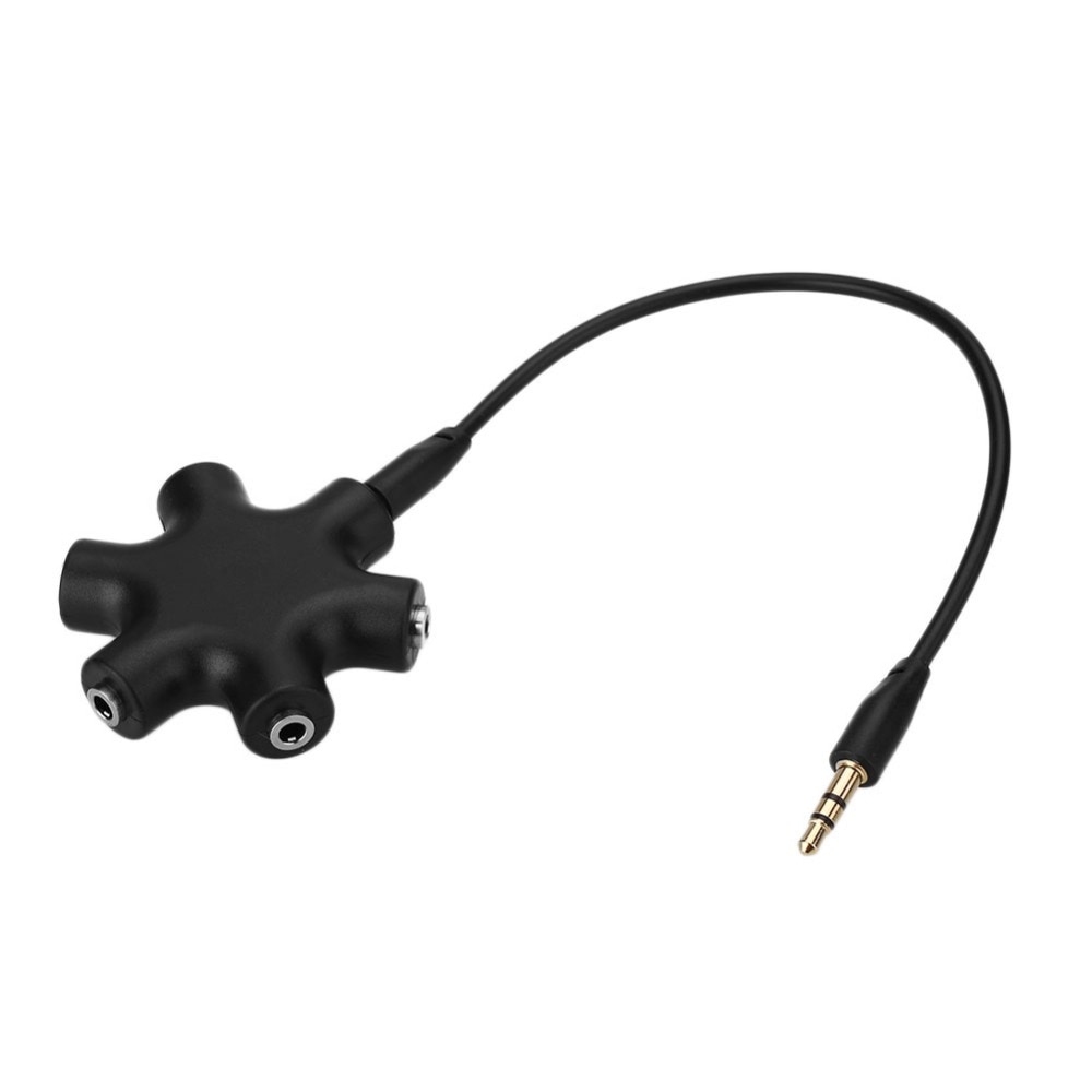 Bærbar audio splitter 3.5mm jack 6 multi-port 3.5 aux hovedtelefon splitter ledning multi adapter konverter til højttaler mikrofon