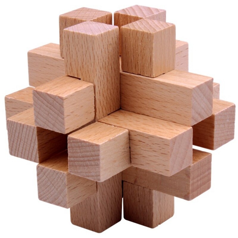 Handmade Vintage Ming Lock Luban Lock Wooden Bamboo Toys Adults Puzzle Children Adult Birthday ,6 Pcs