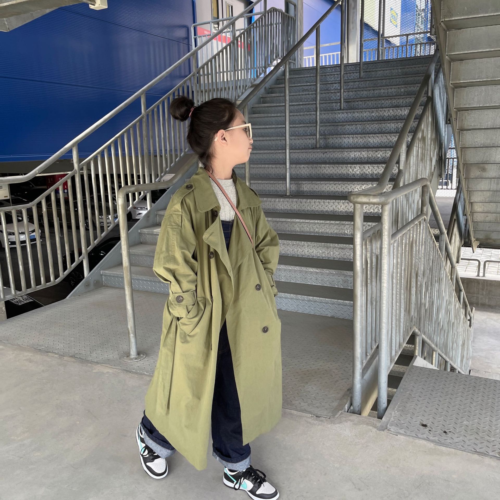 Koreaanse Meisjes Winter X-Lange Trenchcoat Katoen Gewatteerde Warme Groene Jassen Voor 5 6 8 10 Jaar tiener Meisjes Winterjas