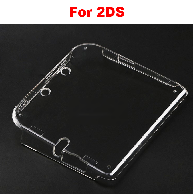 Étui de protection en cristal transparent, coque rigide pour 2DS + film anti-poussière pour Nintendo 2DS, protecteur d'écran, 1 pièce: Rouge