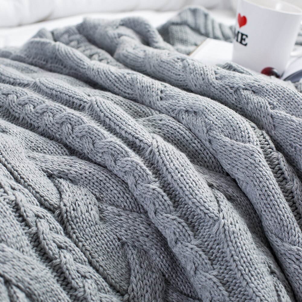 Mantas de punto gruesas hechas a mano manta gruesa de lana Merino voluminosa para adultos de invierno sofá cama hogar mantas
