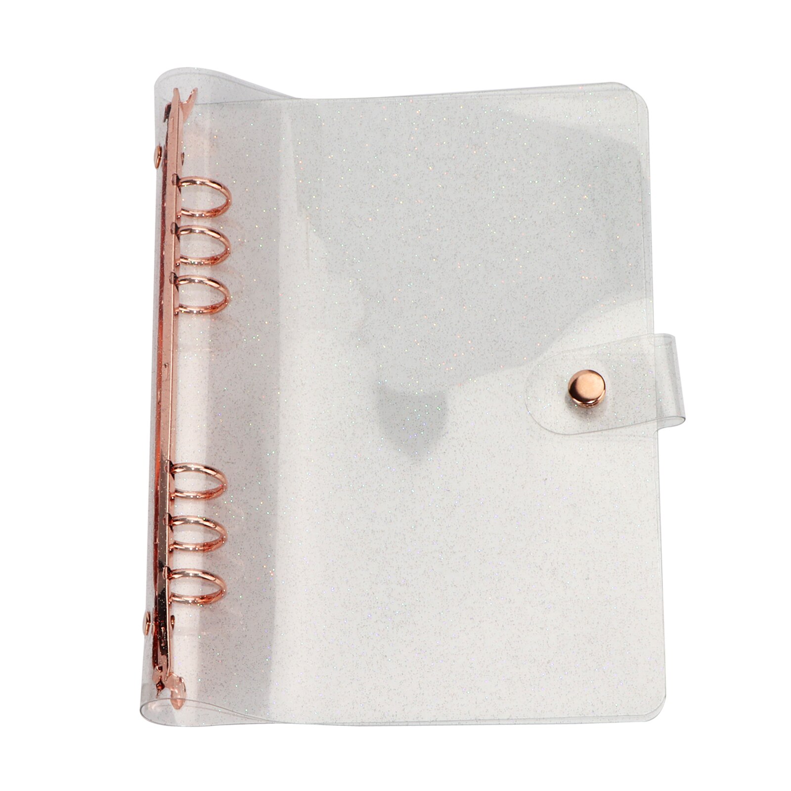 6 Ring A5 Clear Glitter Binder PVC Notebook A6 Binder Glitter Rose Gold A5 Clear Folder Binder