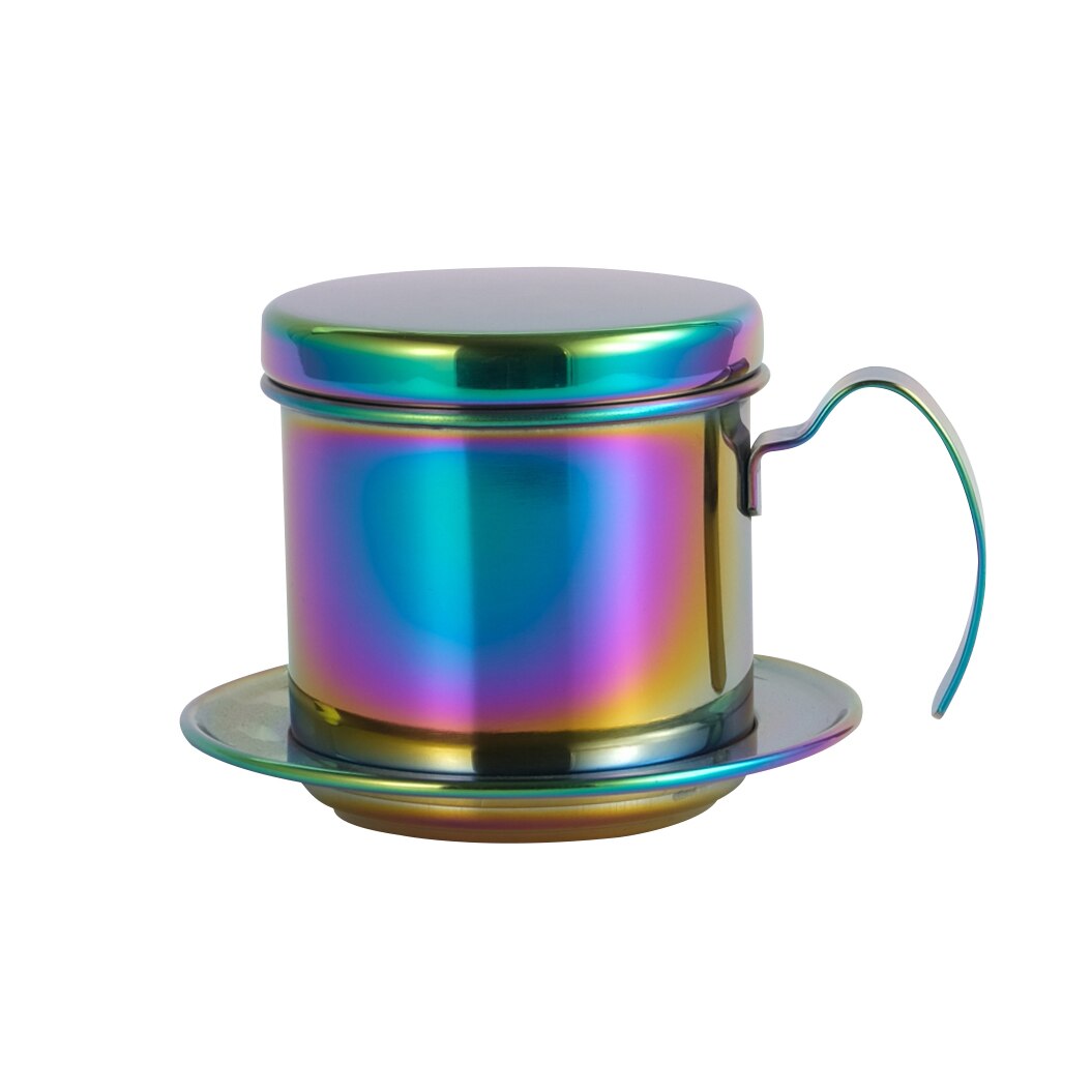 Vietnam Stijl Koffie Filter Mok Cup Kruik Rvs Metalen Koffie Drip Cup Filter Maker Zeef Koele Perfecte Coffeeware: Rainbow Shiny