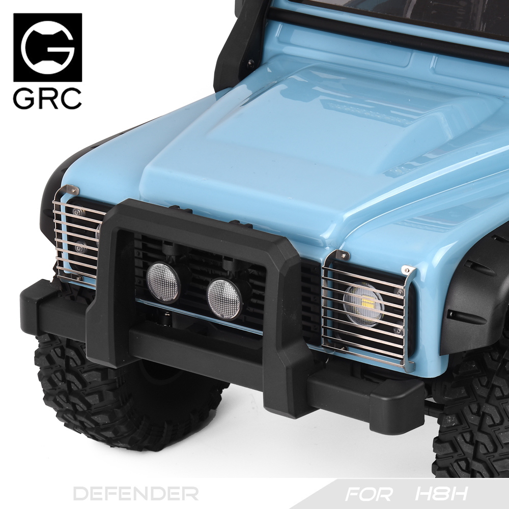 GRC 1/8 Edelstahl Front Lampenschirm Schutznetz Scheinwerfer Metallgitter für H8H Defender Upgrade Option Teile # G190HS/HB
