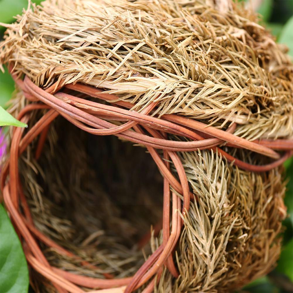 Bird Nest Pigeon Cage Natural Grass Egg Cage Bird House Pet Parrot Hanging Bedroom Decorative Aviary Weaved Outdoor Nest Ho V3I1