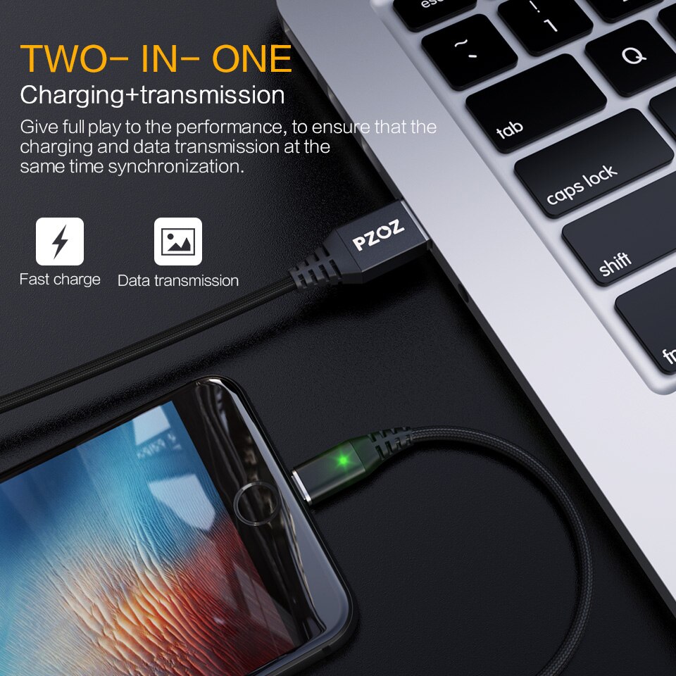 PZOZ Magnetic Cable 2M Type C Micro USB C Fast Charging Phone Microusb Type-C Magnet Charger usb c Charge cord for iphone xiaomi