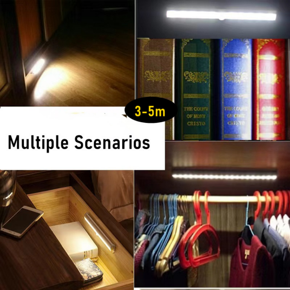 Luz LED con Sensor de movimiento PIR para armario, luces de armario con Sensor automático, lámpara de luz nocturna para cajón, lámpara de interior, 6/10 LED