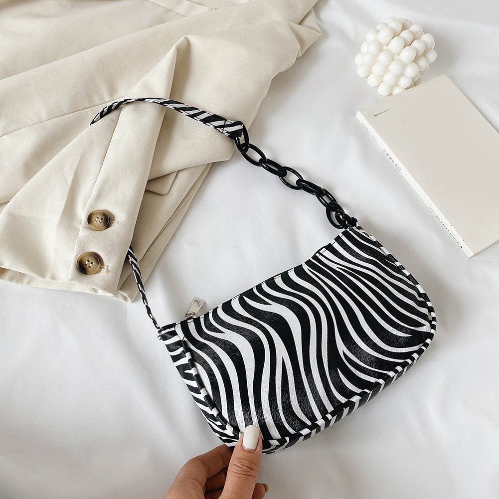 Moda zebra impressão feminina bolsa de couro simples underarm sacos ombro feminino diário viagem totes bolsa bolsas e bolsas