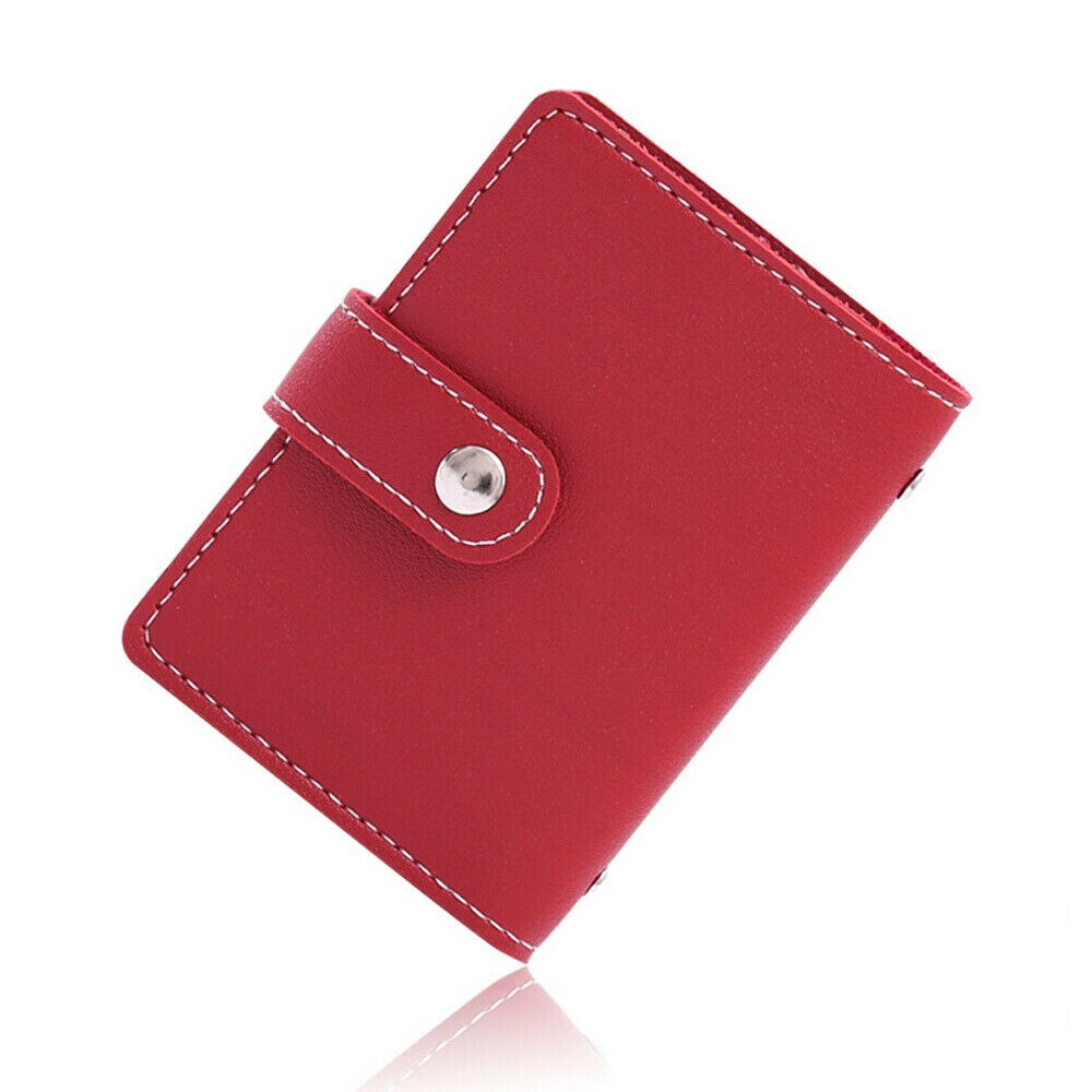 Vrouwen 26 Kaarten Tas Slanke Pu Lederen Id Credit Card Holder Pocket Case Purse Wallet Business: Rood