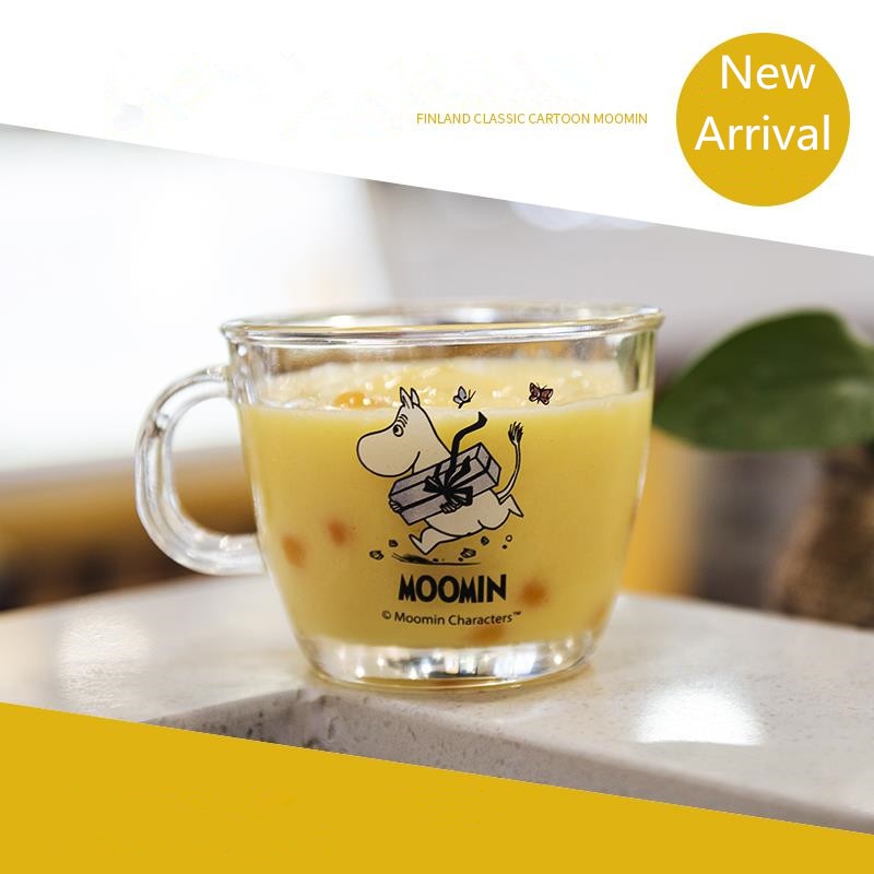 Moomins cartoon Drinkware babies glass water drink glass cup clear glass handle 210ml glass cup safe cute mug
