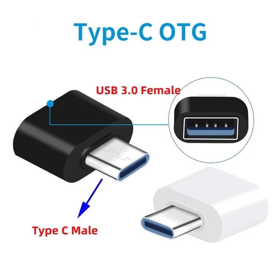 100 st/parti otg typ c till usb-adapter 2.0 usb-telefonadapter usb c smartphone bärbara datorer till usb-mus flash-disk otg-kontakt