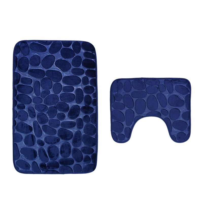 2 Stks/set Badkamer Wc Mat Non Slip Extra Mat Zuig Grip Met Rubber Backing Badmatten: Navy Blue